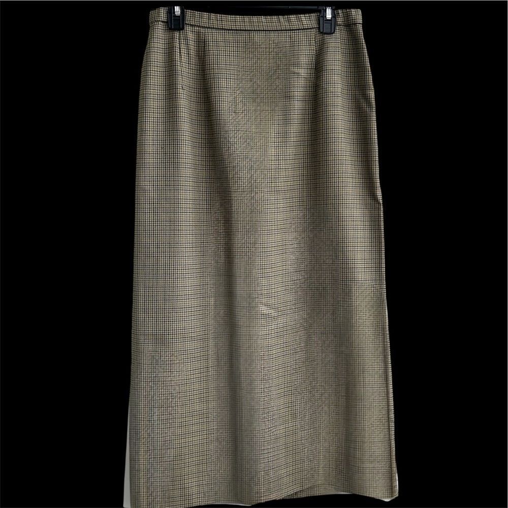 Pendelton 100% Wool Mini Houndstooth Modern Prep MIDI Pencil Skirt Sz 10 Luxe